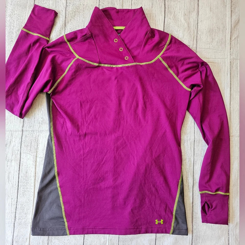 Under Armour Women's •Size Large• Fitted Long Sleeve Snap Neck Athletic Top - Picture 9 of 14